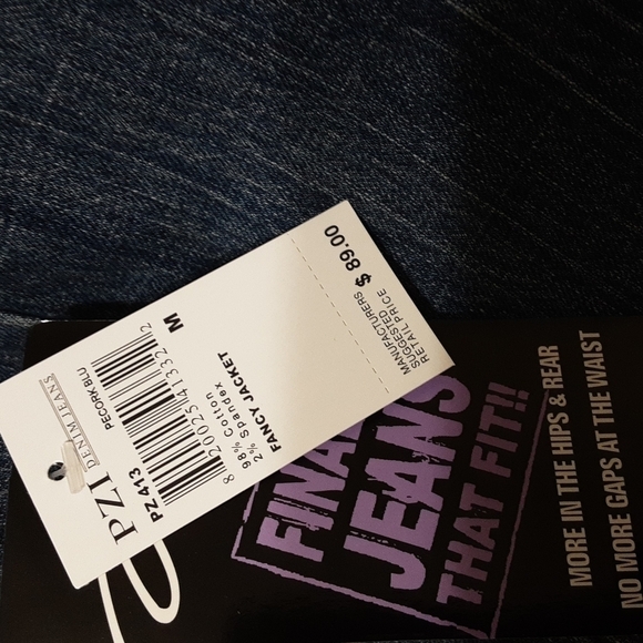 Pzi jean women denim jacket in size M embroidery accent belted boho festival Y2K - Picture 8 of 10